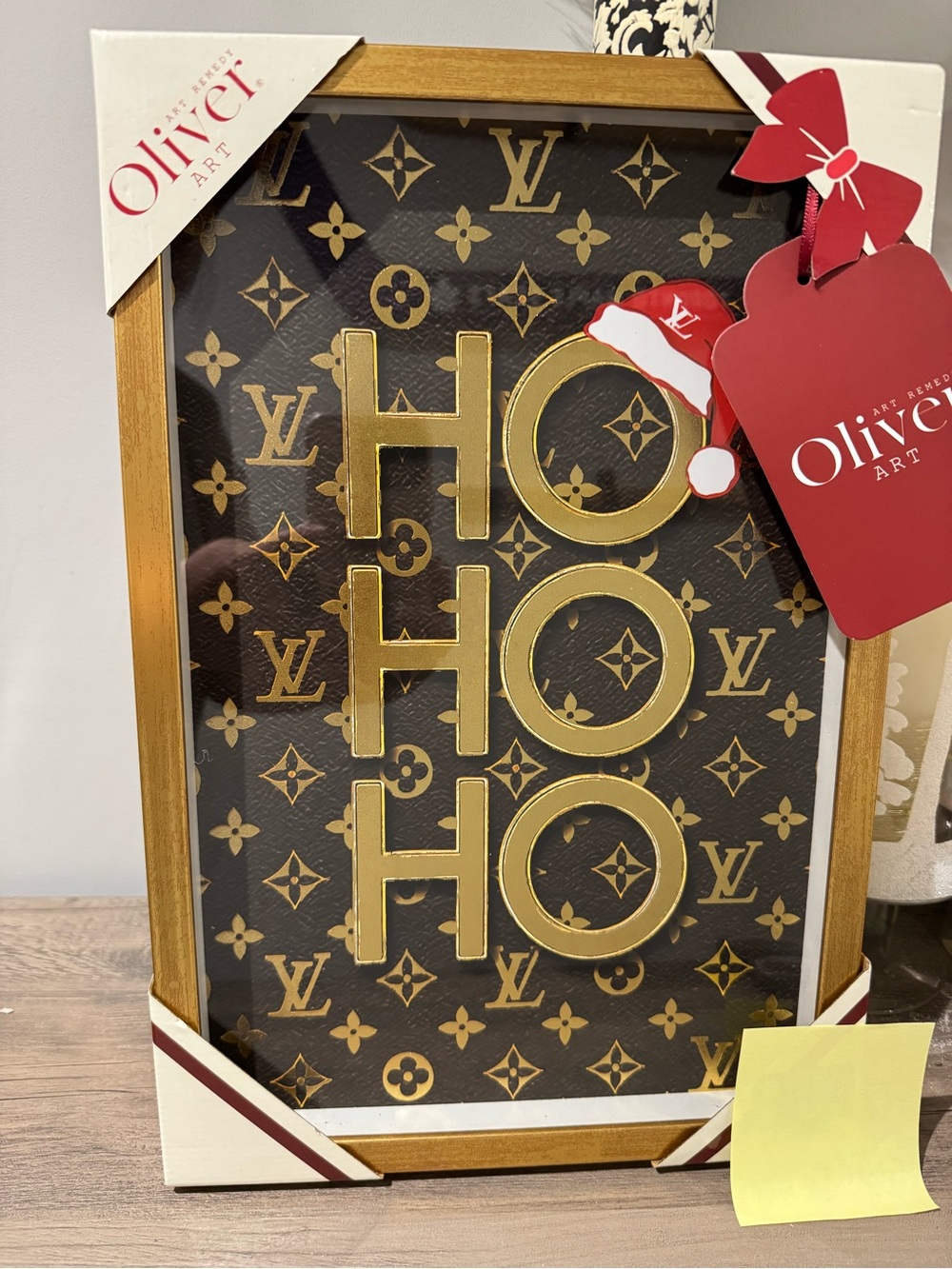 Gold "HO HO HO" Holiday Wall Plaque